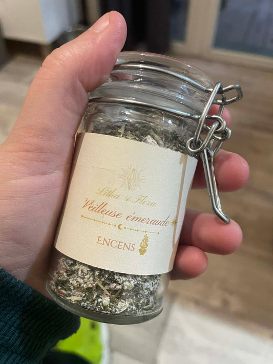 Encens en poudre – Veilleuse Émeraude  🌿💫