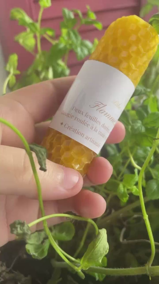Bougie roulée "Flamme dorée" - bougie artisanale